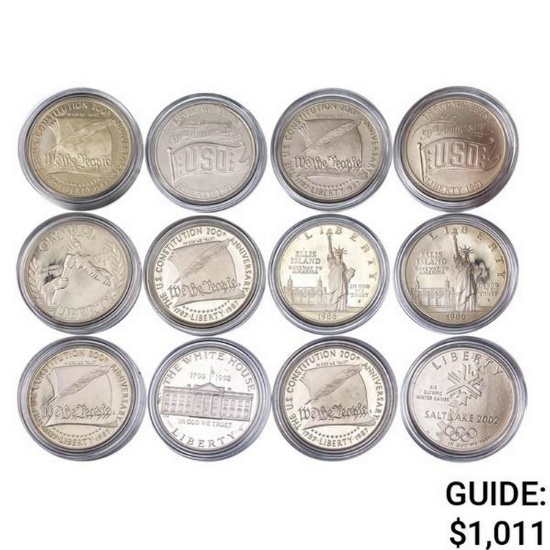 1986-2002 GEM BU/PF Commem. Silver Dollar Lot [12 Coins]
