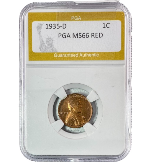 1935-D 1C Lincoln Wheat PGA MS66 RED