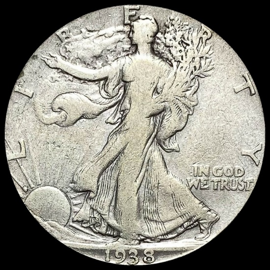 1938-D Silver Half Dollar Walking Liberty NICELY CIRCULATED