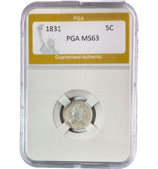 1831 Capped Bust Half Dime PGA MS63