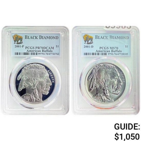 [2]2001 Silver American Buffalo $1 PCGS MS/PR70