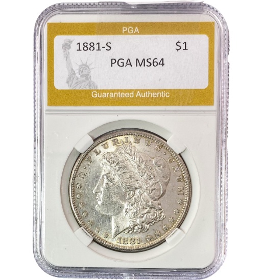 1881-S Silver $1 Morgan Dollar PGA MS64