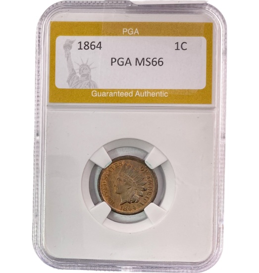 1864 1C Indian Head 1C PGA MS66