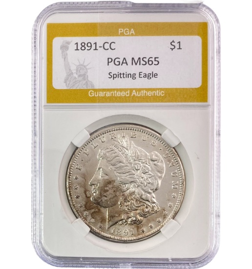 1891-CC Silver $1 Morgan Dollar PGA MS65