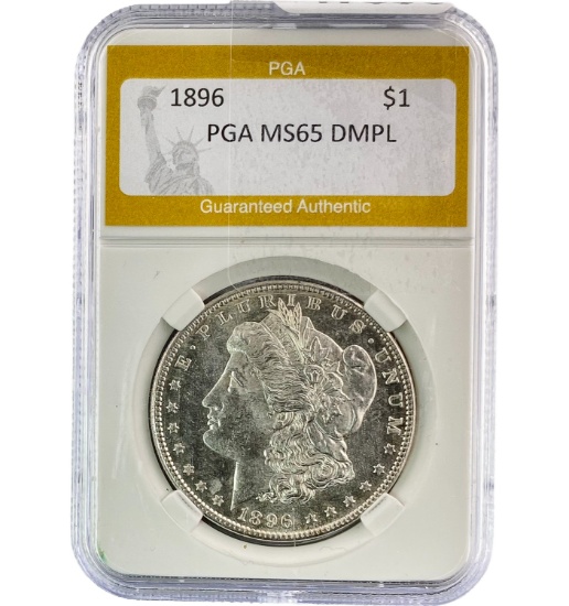 1896 Silver $1 Morgan Dollar PGA MS65 DMPL