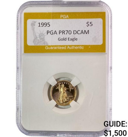 1995 $5 Gold American Eagle 1/10 OZ PGA PR70 DCAM