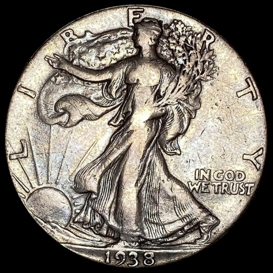 1938-D Silver Half Dollar Walking Liberty LIGHTLY CIRCULATED