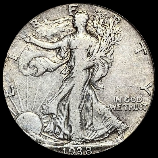1938-D Silver Half Dollar Walking Liberty LIGHTLY CIRCULATED