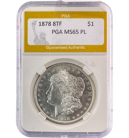 1878 8TF Morgan Dollar PGA MS65 PL