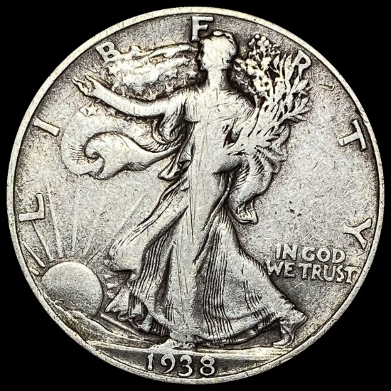 1938-D Silver Half Dollar Walking Liberty LIGHTLY CIRCULATED