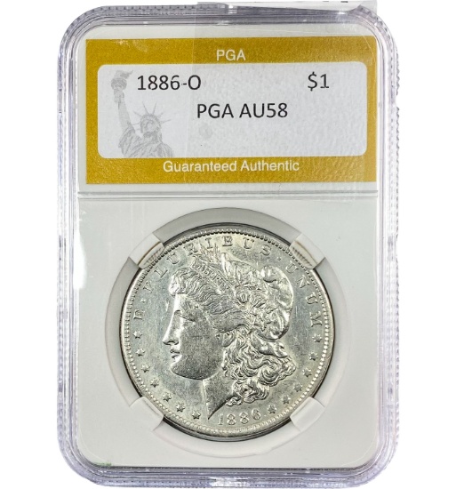 1886-O Silver $1 Morgan Dollar PGA AU58
