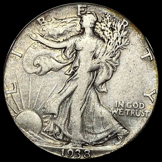1938-D Silver Half Dollar Walking Liberty LIGHTLY CIRCULATED