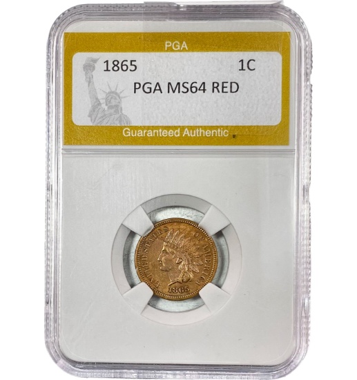 1865 Indian Head 1C PGA MS64 RED