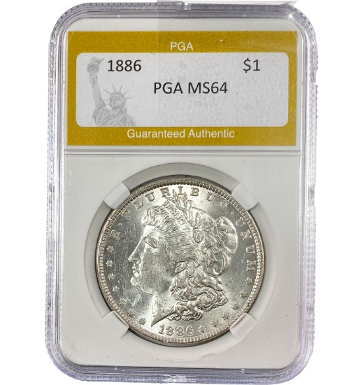 1886 Silver $1 Morgan Dollar PGA MS64