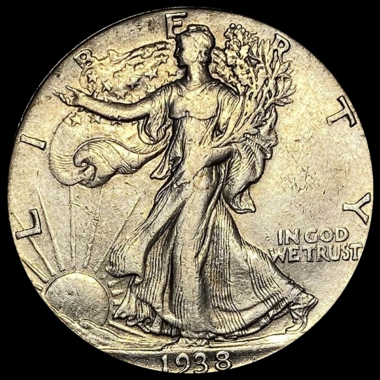 1938-D Silver Half Dollar Walking Liberty LIGHTLY CIRCULATED