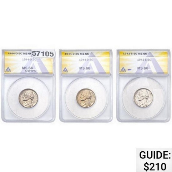 [3] 1942-1944 5C Jefferson ANACS MS66 5 Steps