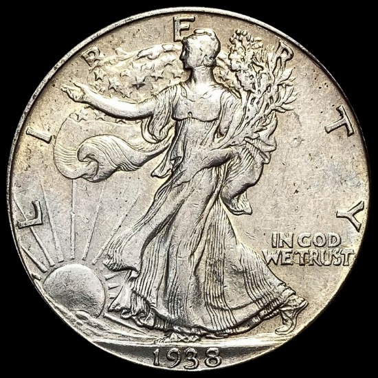 1938-D Silver Half Dollar Walking Liberty LIGHTLY CIRCULATED