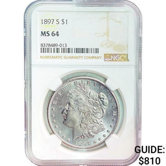 1897-S Morgan Silver Dollar NGC MS64