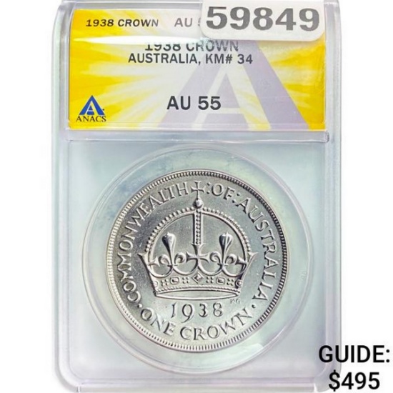 1938 Silver Crown Australia, KM#34 ANACS AU55