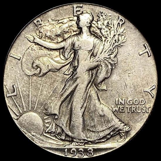 1938-D Silver Half Dollar Walking Liberty LIGHTLY CIRCULATED