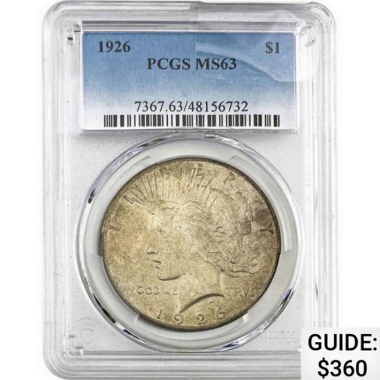 1926 Silver Peace Dollar PCGS MS63