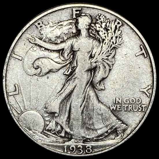 1938-D Silver Walking Liberty Half Dollar LIGHTLY CIRCULATED