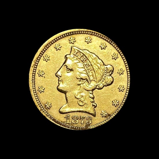 1873-S Liberty Head Gold $2.50 Quarter Eagle LIGHTLY CIRCULATED