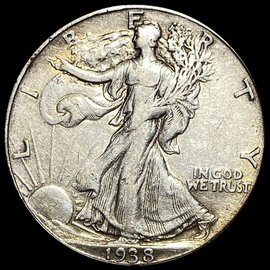 1938-D Silver Half Dollar Walking Liberty LIGHTLY CIRCULATED