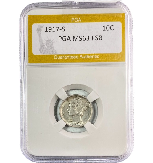 1917-S Mercury Dime PGA MS63 FSB