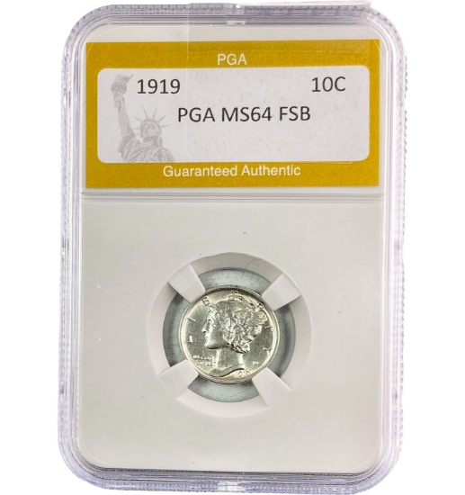 1919 Mercury Dime PGA MS64 FSB