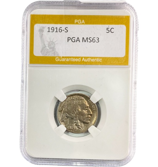 1916-S Buffalo Nickel PGA MS63