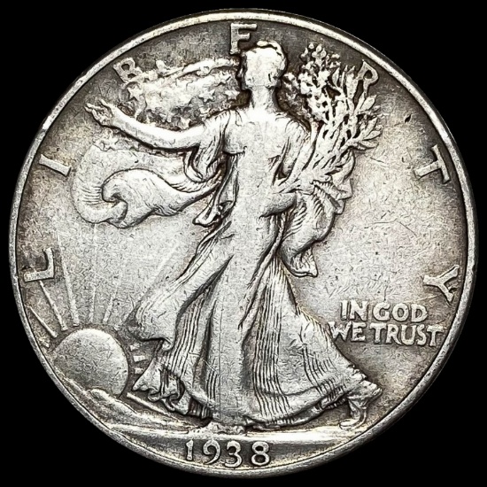 1938-D Silver Walking Liberty Half Dollar LIGHTLY CIRCULATED