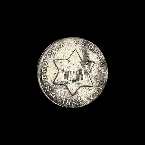 1853 Silver Three-Cent Piece LIGHTLY CIRCULATED