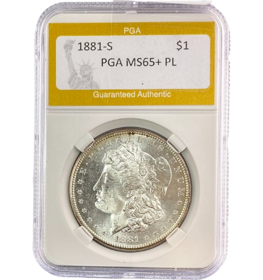 1881-S Morgan Silver Dollar PGA MS65+ PL