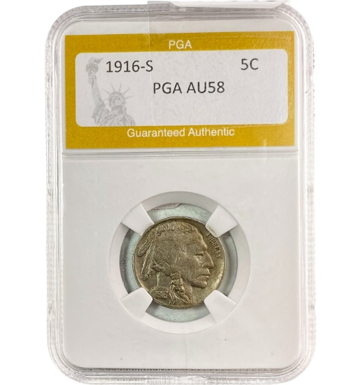 1916-S Buffalo Nickel PGA AU58
