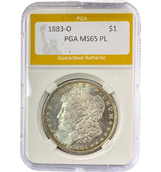 1883-O Morgan Silver Dollar PGA MS65 PL