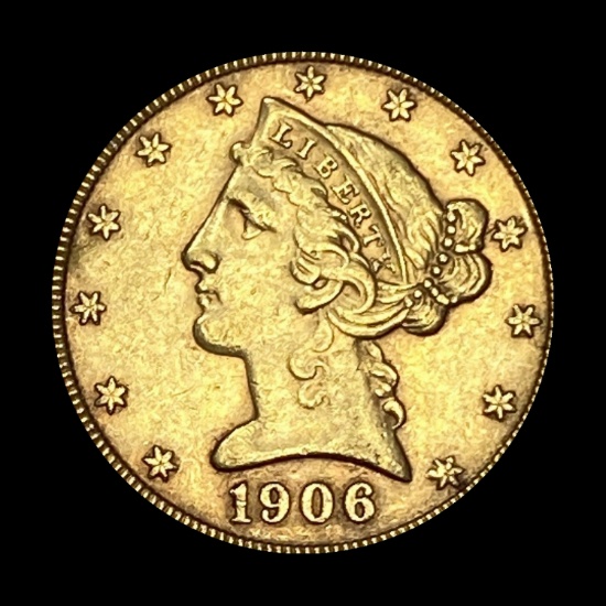 1906-D Gold $5 Liberty Head CLOSELY UNCIRCULATED