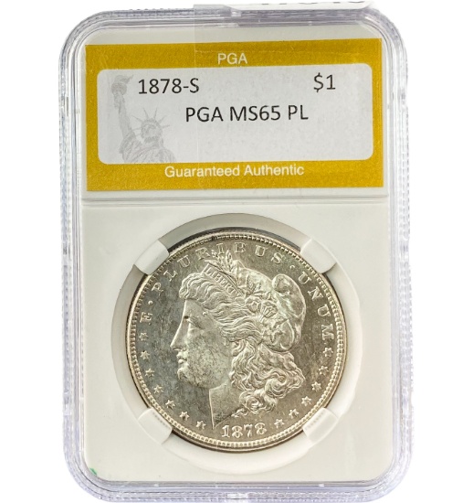 1878-S Morgan Silver Dollar PGA MS65 PL