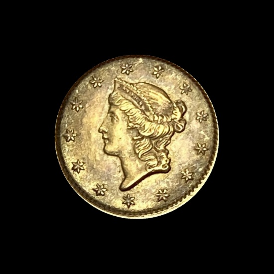1853 Gold $1 Liberty Head Type 1 CLOSELY UNCIRCULATED
