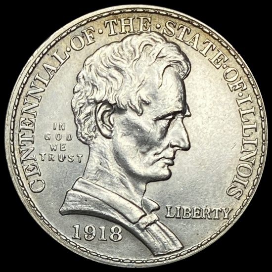 1918 Silver Half Dollar Illinois Centennial GEM BU