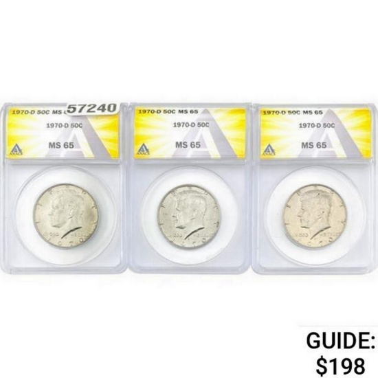 1970-D [3] Kennedy Half Dollar ANACS MS65