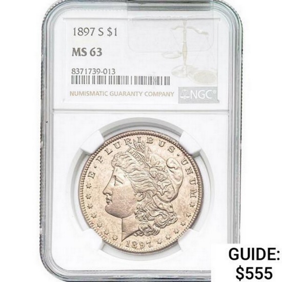 1897-S Morgan Silver Dollar NGC MS63