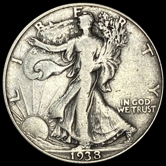 1938-D Silver Walking Liberty Half Dollar LIGHTLY CIRCULATED