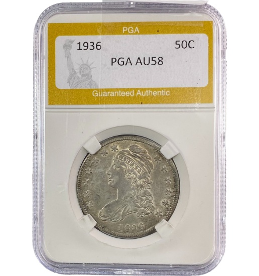 1936 Capped Bust 50C PGA AU58