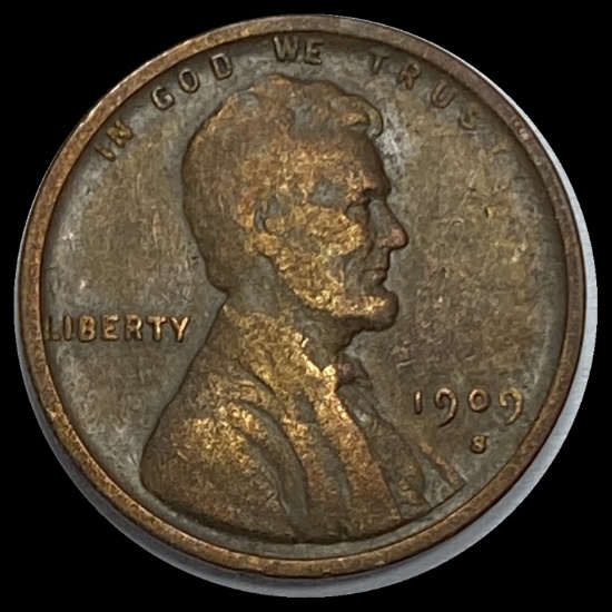 1909-S Lincoln Wheat Cent LIGHTLY CIRCULATED
