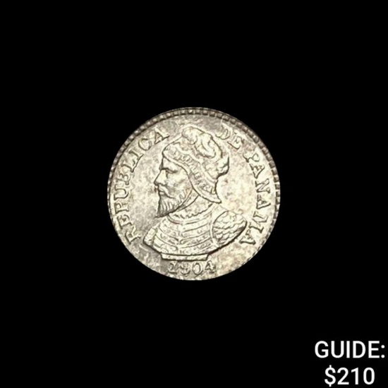 1904 Panama Silver Pill GEM BU