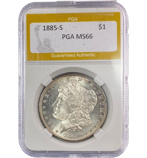 1885-S Morgan Silver Dollar PGA MS66