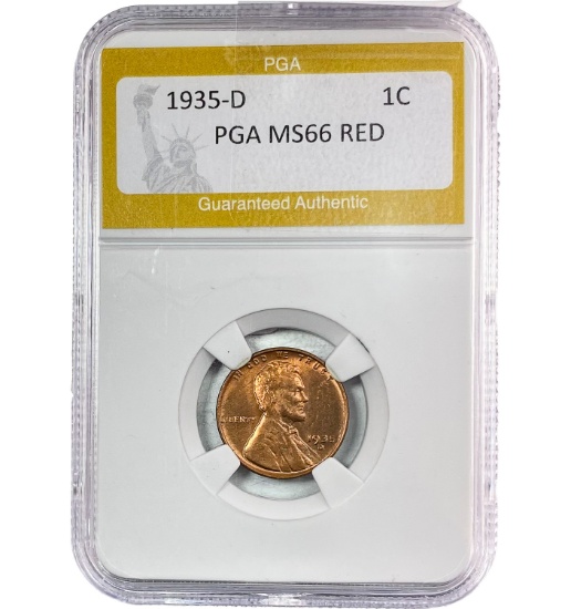 1935-D Wheat Cent PGA MS66 RED