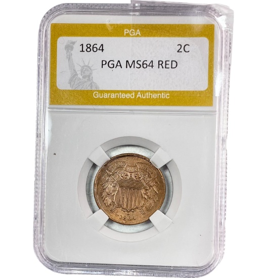 1864 2C PGA MS64 RED