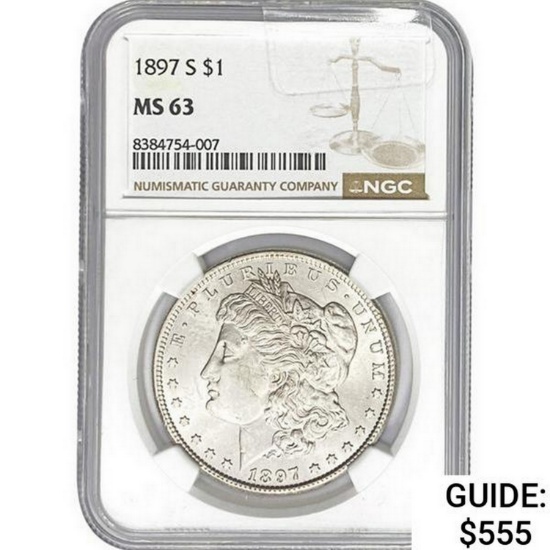 1897-S Morgan Silver Dollar NGC MS63